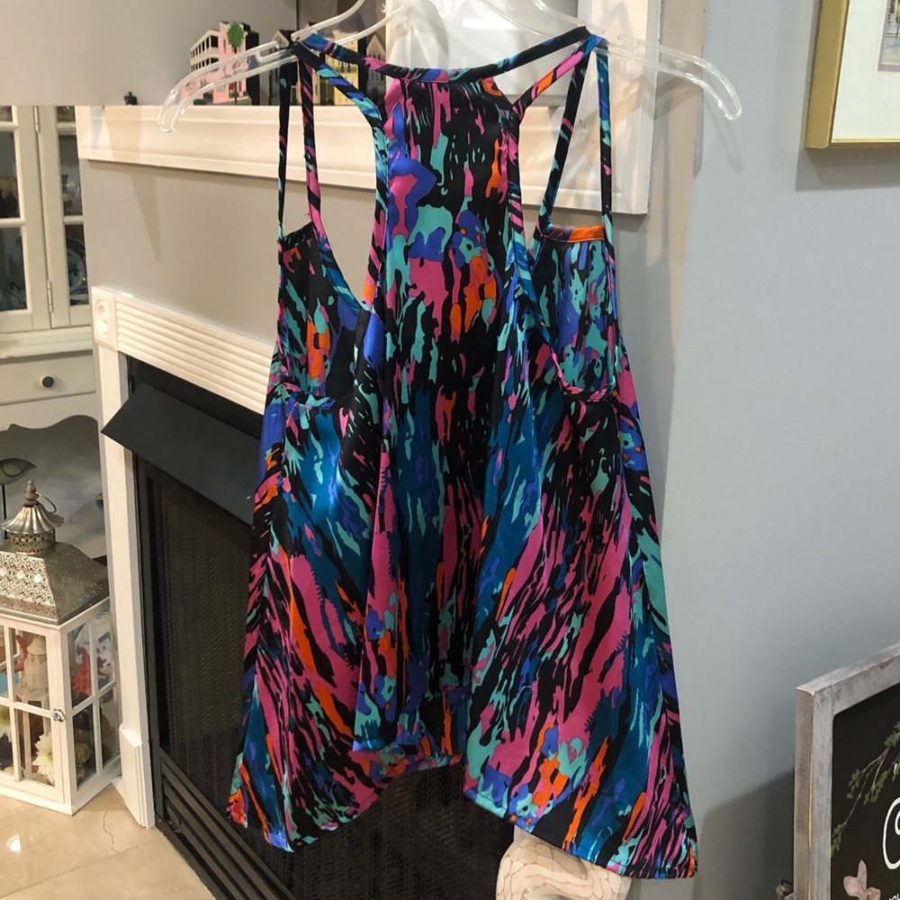 NEW Vintage Y2K Ultra Flirt Colorful Asymmetrical Sleeveless Tank Blouse Top - Picture 4 of 4